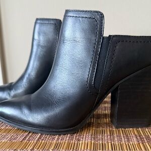 Aldo Black Leather Block Heel Mules